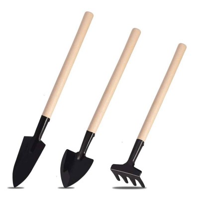 Promotion Gift Mini Garden Tools / Perfect 3 Piece Garden Set Stainless Steel Garden Tool Set Wood Handle Shovel Trowel