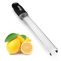 Premium Lemon Zester,Cheese and Spice Grater+Bonus Brush Nutmeg,Cirtus,Spices-Sharp Stainless Steel with Black Handle